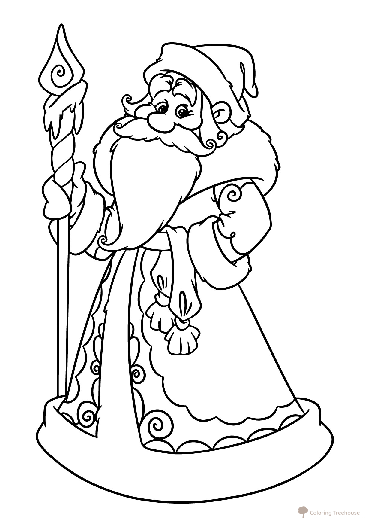 Dibujo para colorear: Ded Moroz (Papá Noel ruso) dibujo para colorear gratis de Páginas para colorear de Ded Moroz (Дед Мороз)