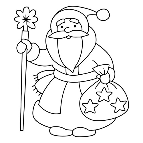 Dibujo para colorear de Ded Moroz para niños pequeños dibujo para colorear gratis de Páginas para colorear de Ded Moroz (Дед Мороз)