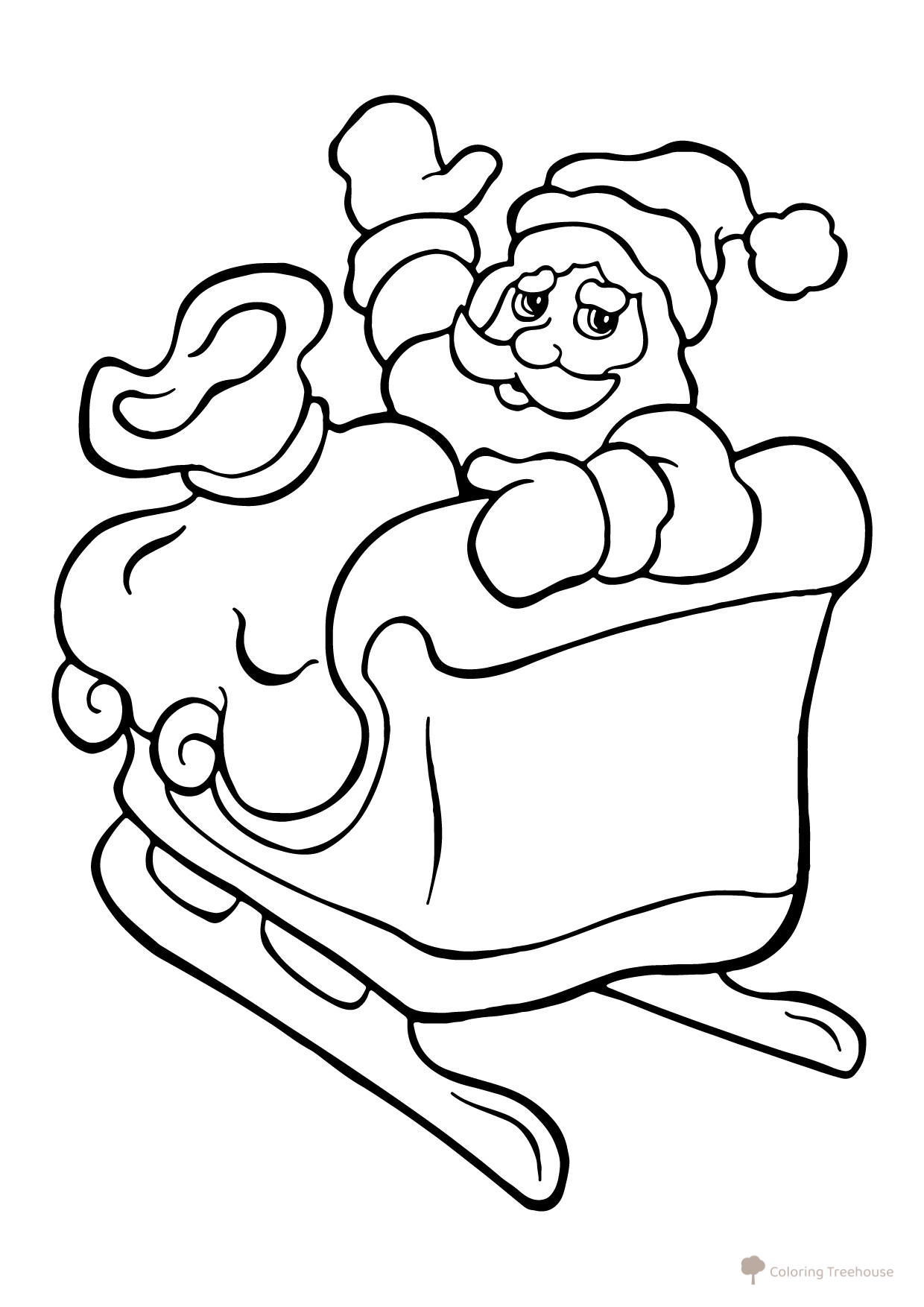 Ded Moroz Riding a Sleigh Coloring Page free printable Ded Moroz Coloring Pages coloring page