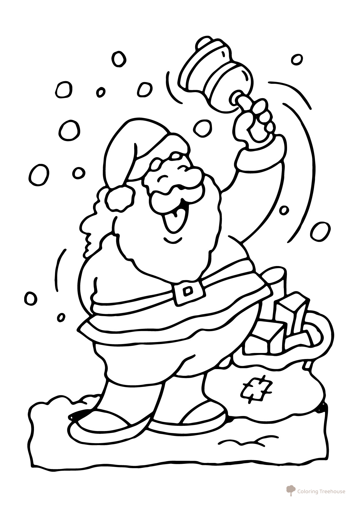 Santa Claus Ringing a Bell Coloring Page free printable Ded Moroz Coloring Pages coloring page