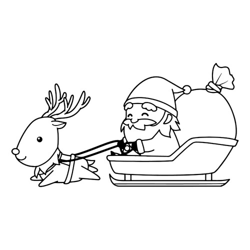 Páginas para colorear: Dedushka Moroz (Papá Noel ruso) en trineo dibujo para colorear gratis de Páginas para colorear de Ded Moroz (Дед Мороз)
