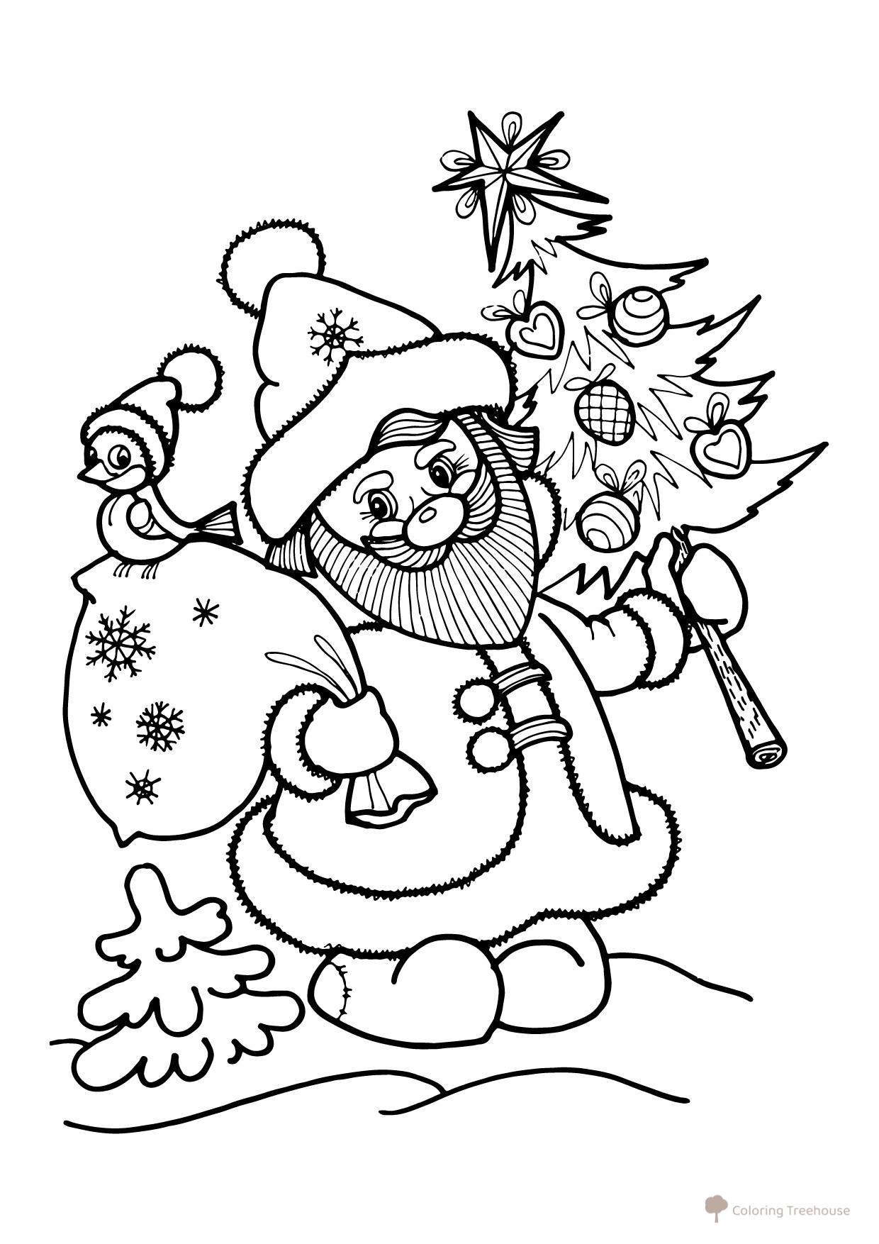 Santa Claus Celebrating the Holiday Coloring Page free printable Ded Moroz Coloring Pages coloring page