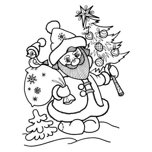 Santa Claus Celebrating the Holiday Coloring Page free printable Ded Moroz Coloring Pages coloring page
