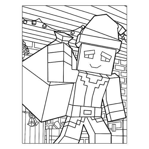 我的世界(Minecraft)圣诞老人 线描涂色页 免费可打印Дед Мороз 涂色页(俄罗斯圣诞老人)涂色页