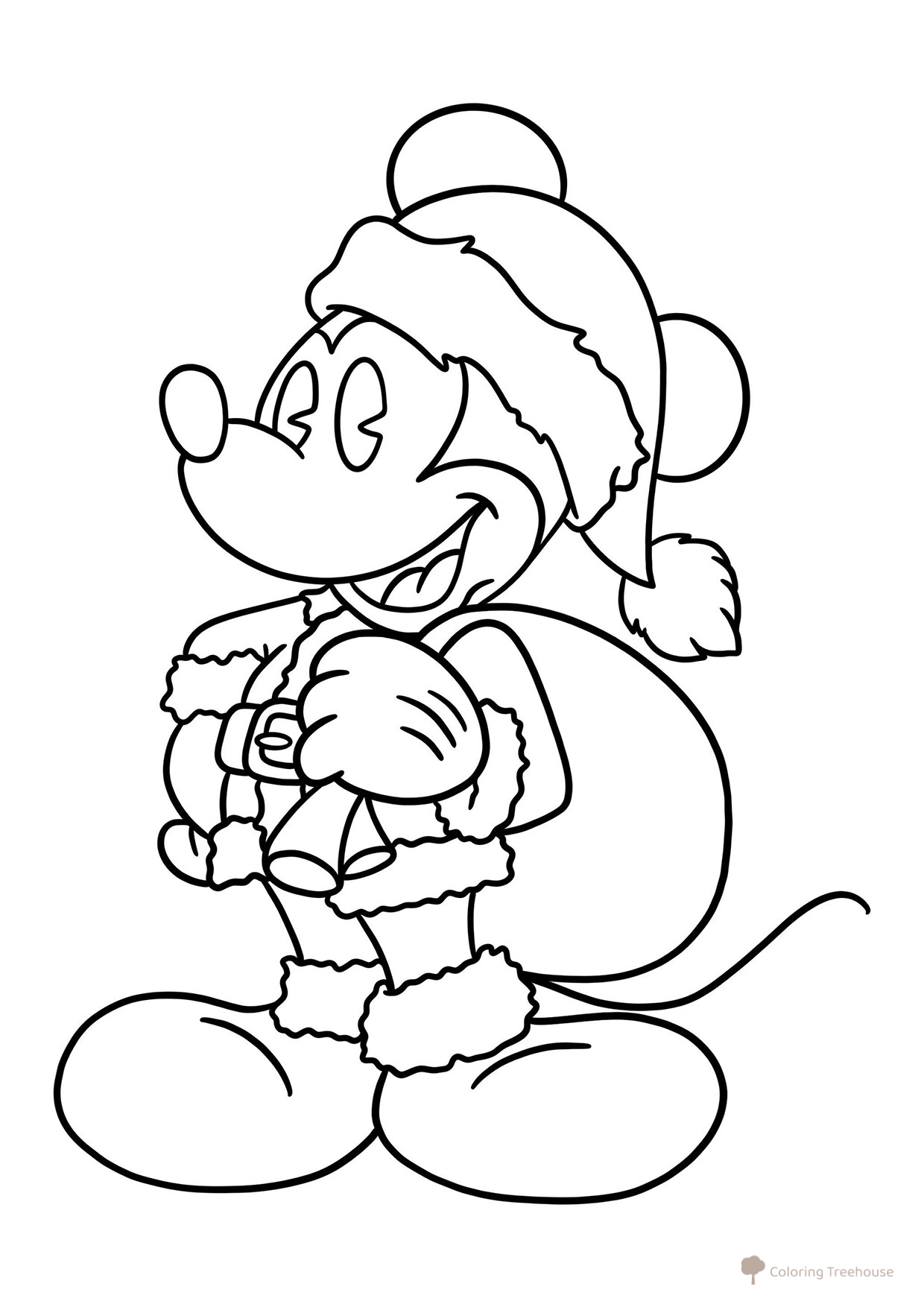 Mickey Mouse como Papá Noel - Página para colorear dibujo para colorear gratis de Páginas para colorear de Ded Moroz (Дед Мороз)