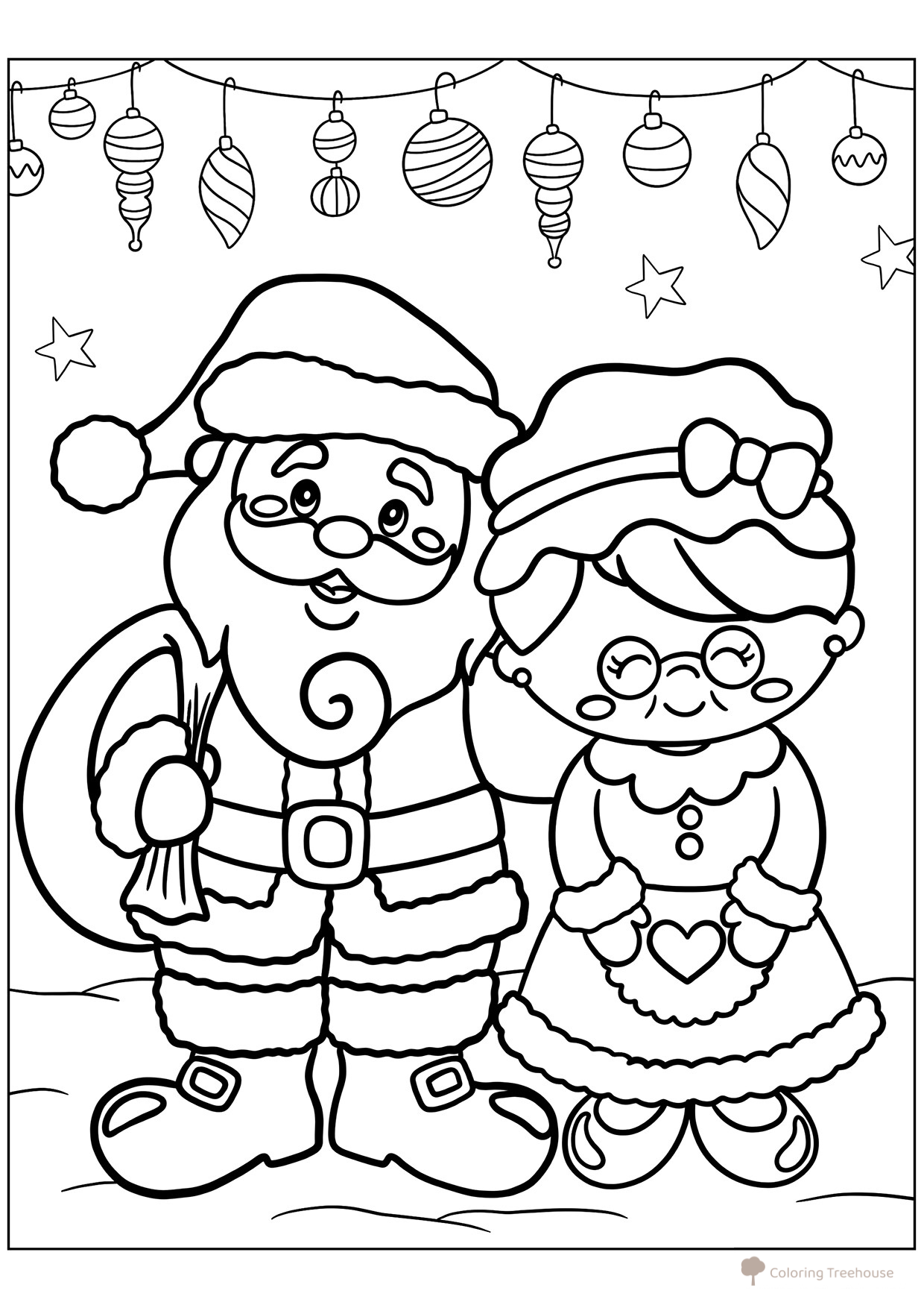 Mister y señora Claus - página para colorear dibujo para colorear gratis de Páginas para colorear de Ded Moroz (Дед Мороз)