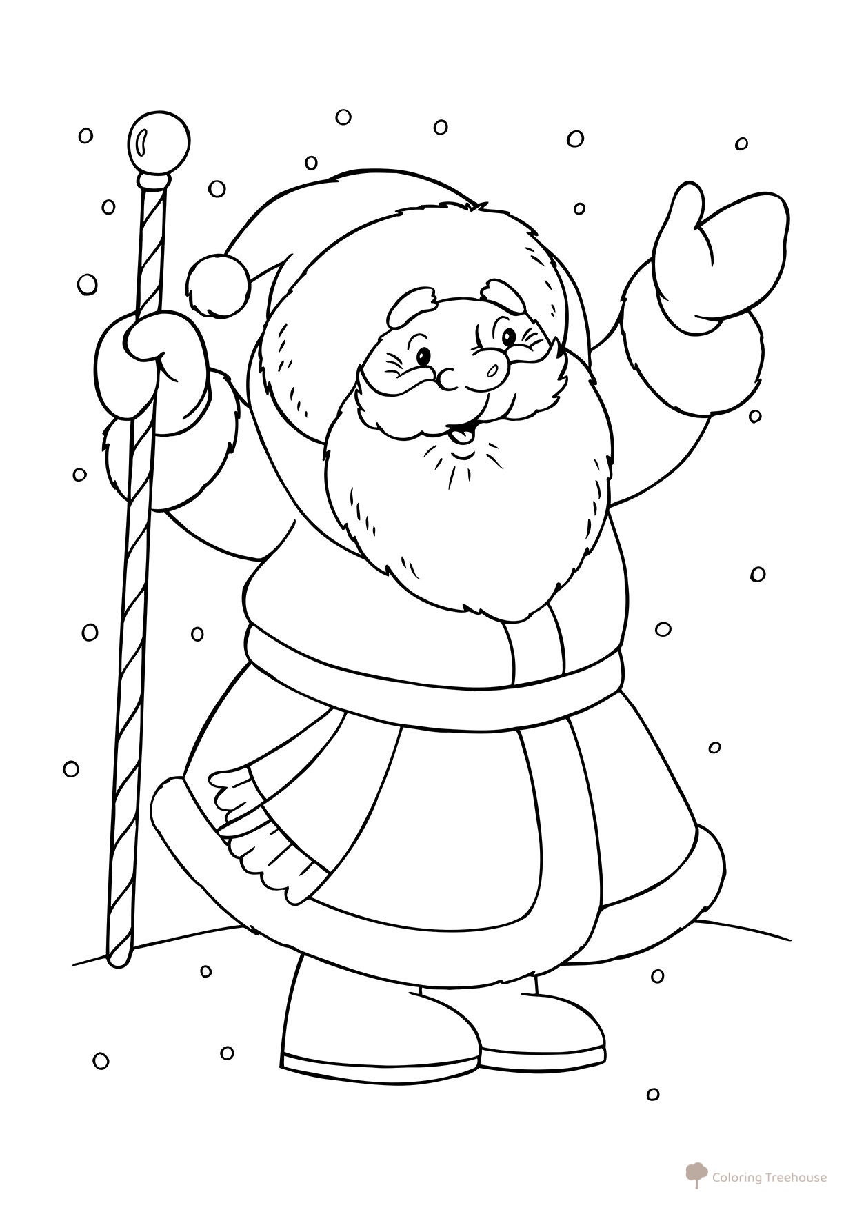 Página para colorear: Alegre Ded Moroz (Papá Noel ruso) dibujo para colorear gratis de Páginas para colorear de Ded Moroz (Дед Мороз)