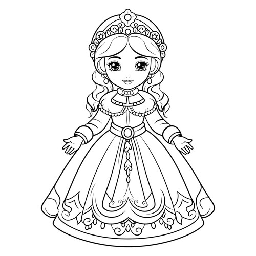 Snow Maiden Coloring Page with a Beautiful Kokoshnik free printable Snow Maiden Coloring Pages coloring page
