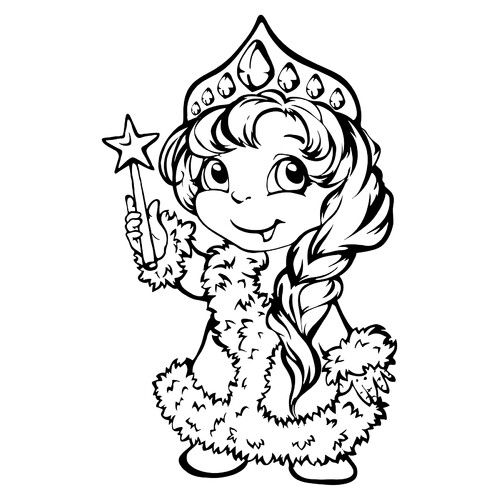 Snegurochka (Snow Maiden) with a Magic Wand Coloring Page free printable Snow Maiden Coloring Pages coloring page