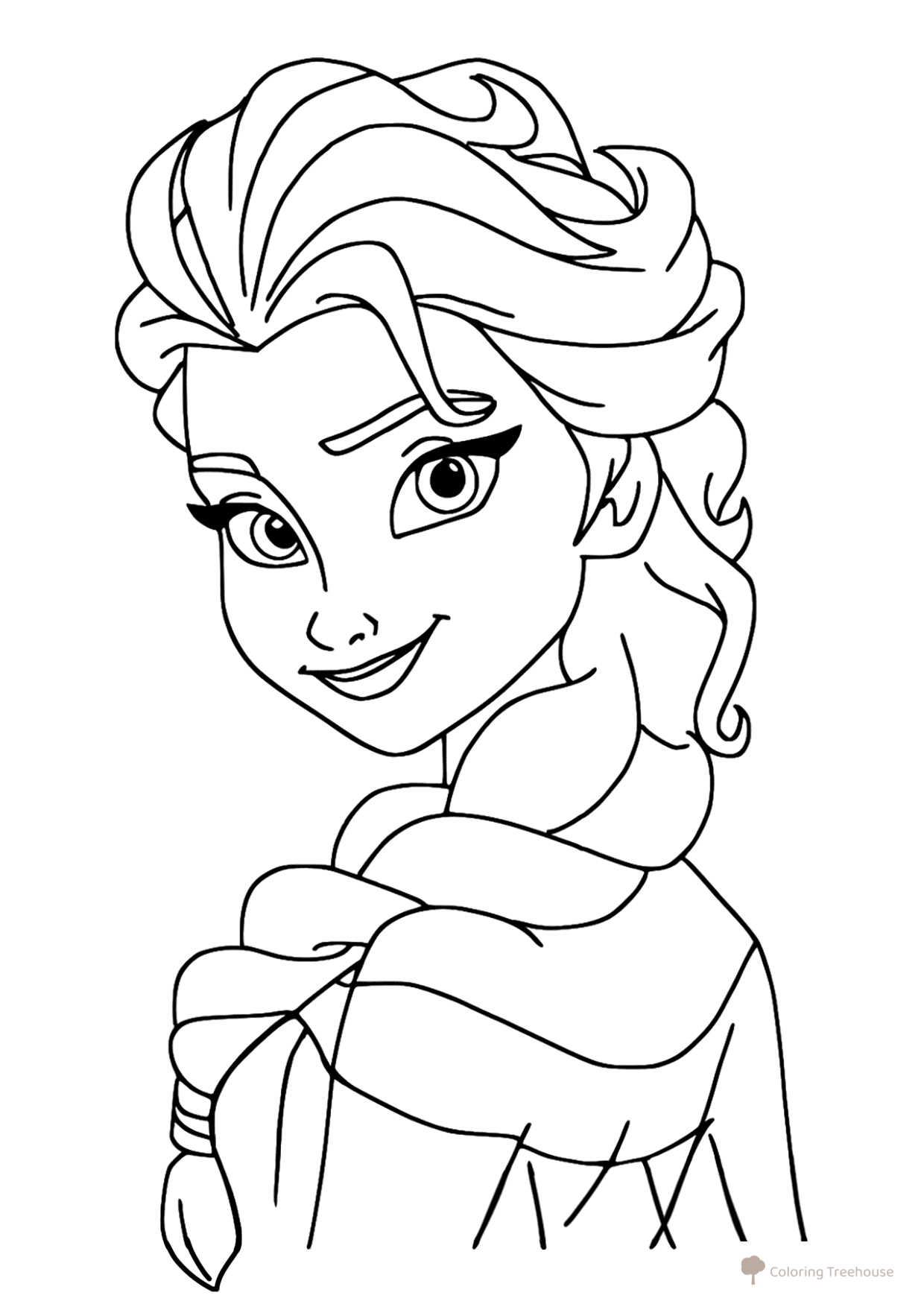 Página para colorear «Elsa mirando por encima del hombro» dibujo para colorear gratis de Páginas para colorear de Elsa (Frozen)