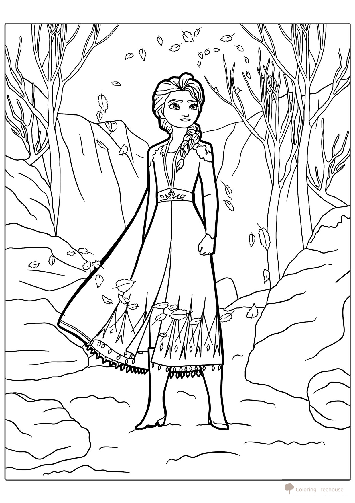 Elsa in the Canyon Coloring Page free printable Elsa Coloring Pages from Frozen coloring page