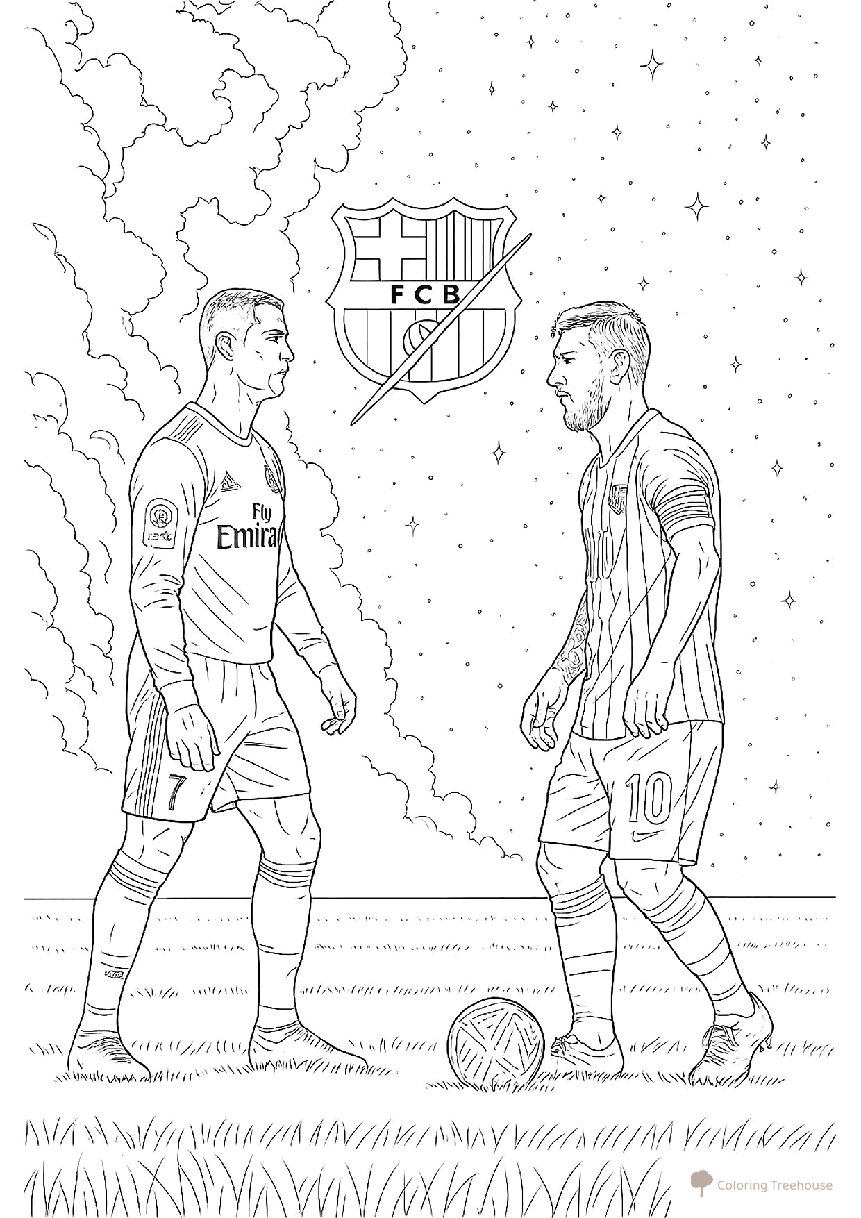 Página para colorear «Ronaldo y Messi» dibujo para colorear gratis de Páginas para colorear de Cristiano Ronaldo