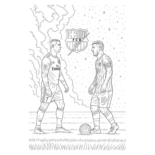 Página para colorear «Ronaldo y Messi» dibujo para colorear gratis de Páginas para colorear de Cristiano Ronaldo