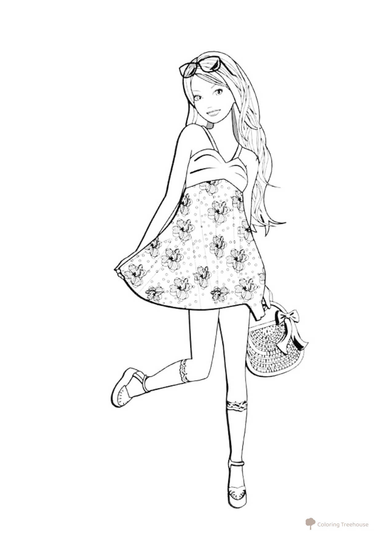 Barbie Goes to the Beach Coloring Page free printable Barbie Coloring Pages for Girls coloring page
