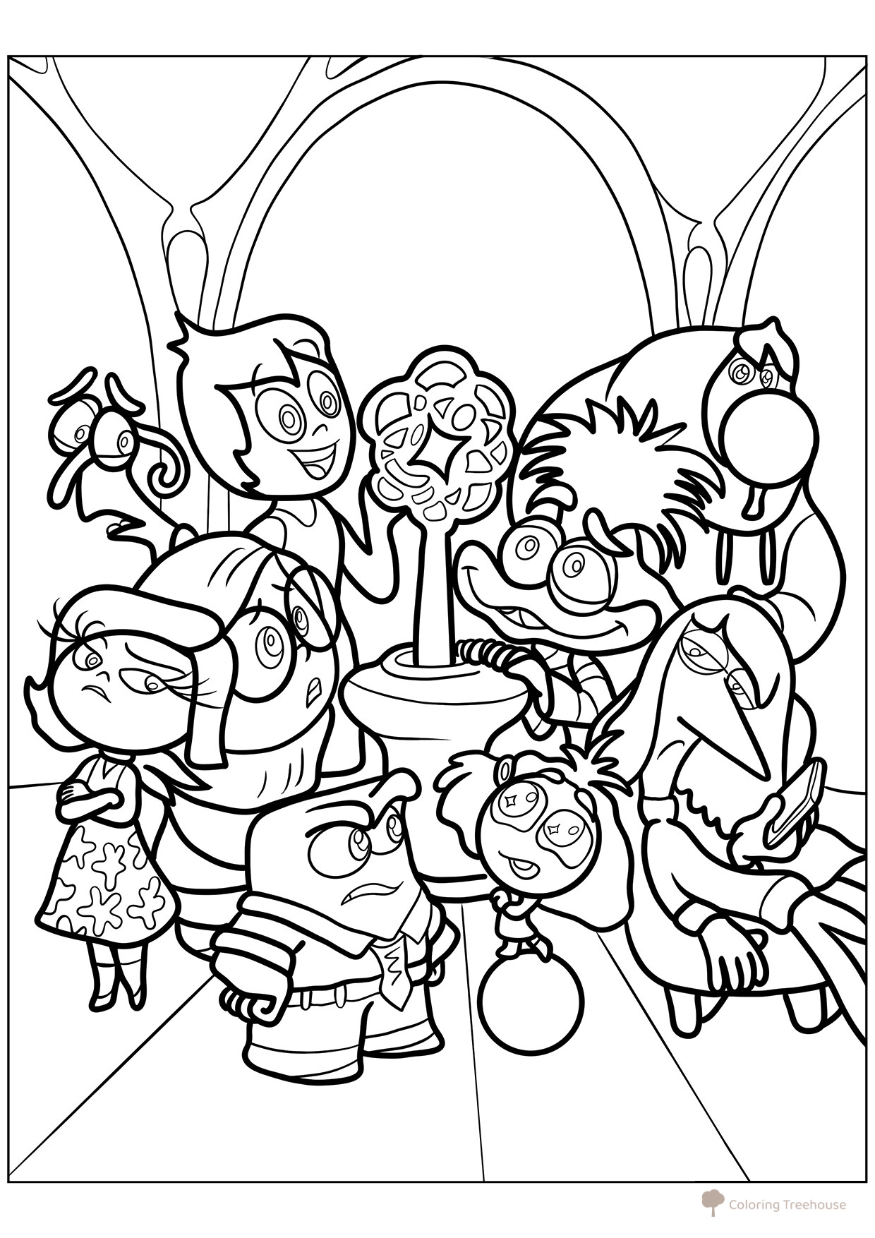 Riley's Emotions Next to Self-Awareness Coloring Page free printable Inside Out 2 Coloring Pages coloring page