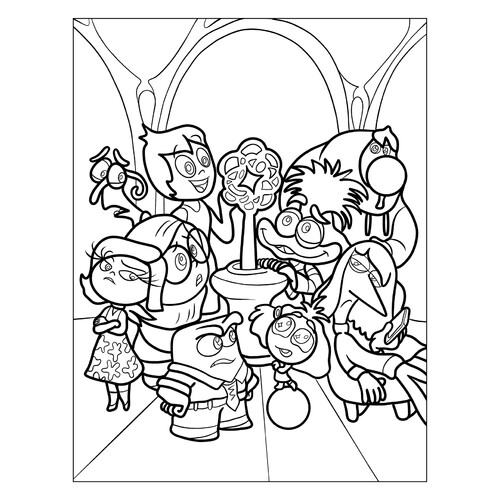 Riley's Emotions Next to Self-Awareness Coloring Page free printable Inside Out 2 Coloring Pages coloring page