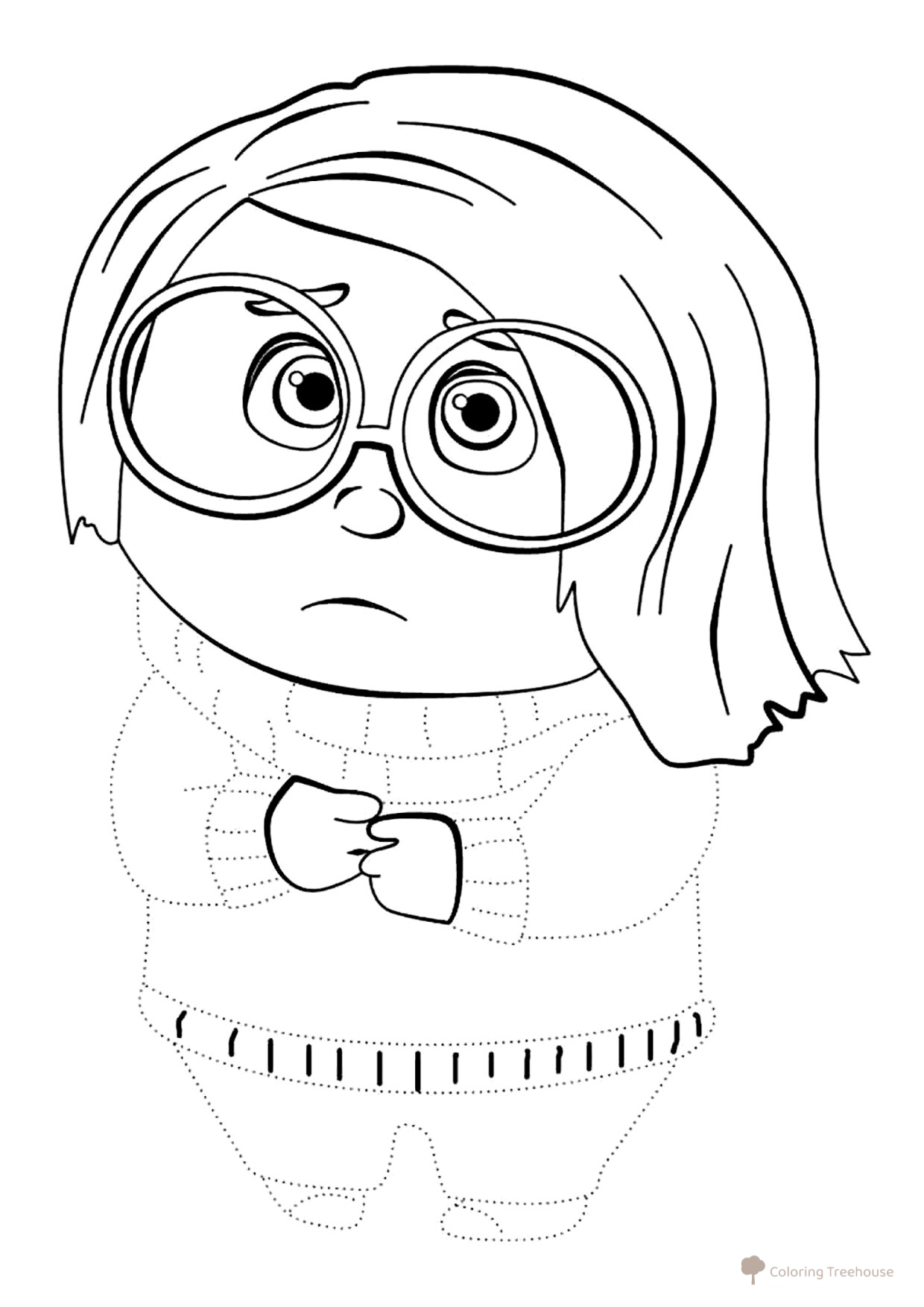Página para colorear "Emoción Tristeza por puntos" dibujo para colorear gratis de Páginas para colorear de la película Inside Out 2