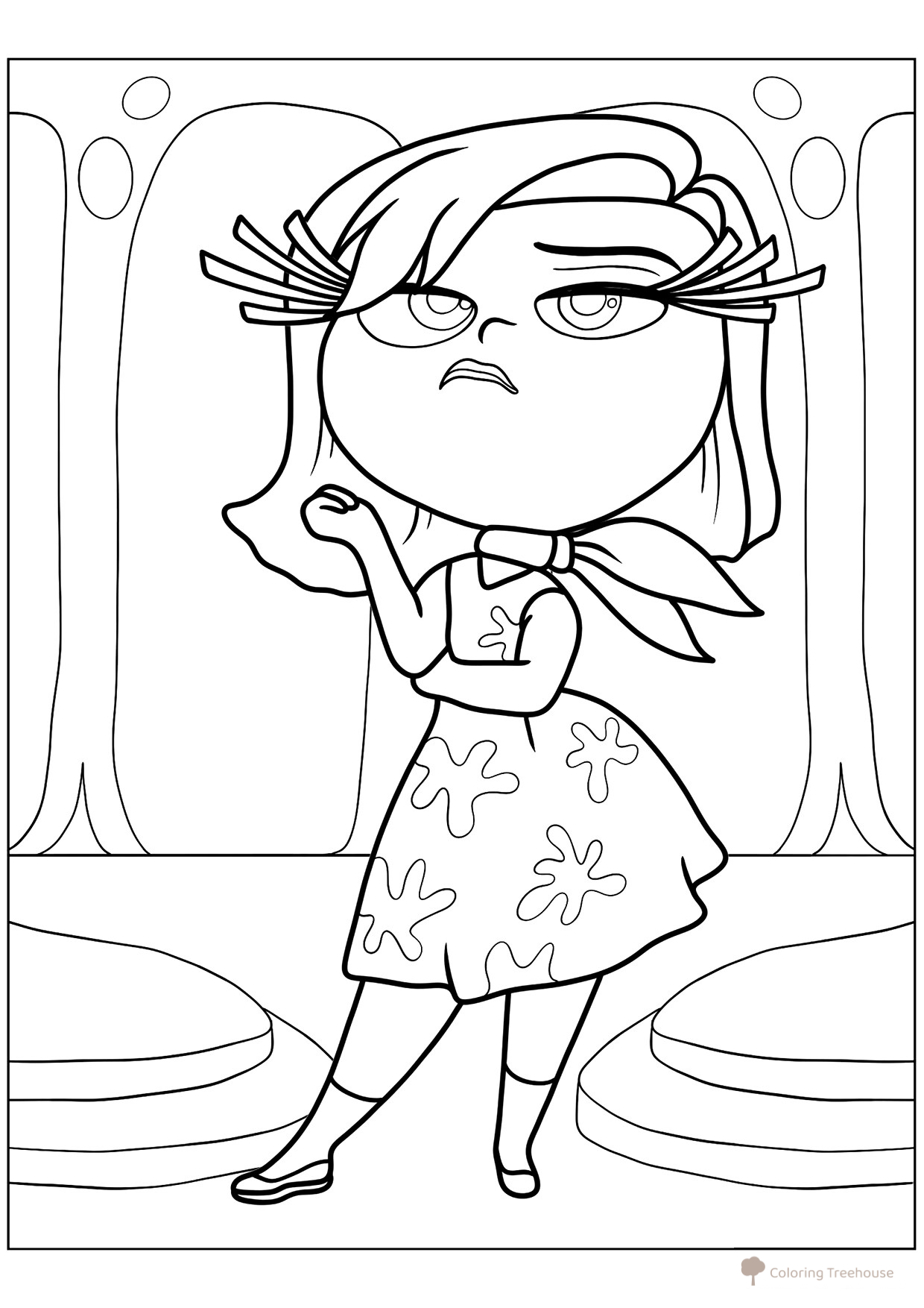 Disgust (Displeased Emotion) Coloring Page free printable Inside Out 2 Coloring Pages coloring page