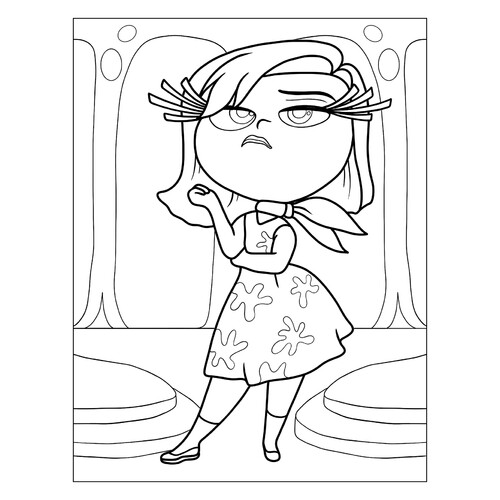 Disgust (Displeased Emotion) Coloring Page free printable Inside Out 2 Coloring Pages coloring page