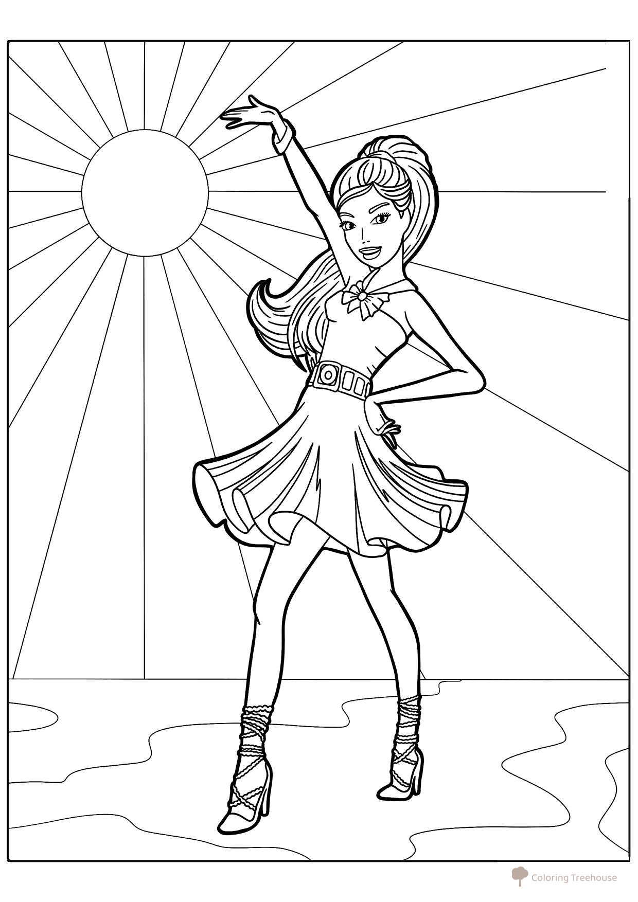 Barbie Dancing Coloring Page free printable Barbie Coloring Pages for Girls coloring page