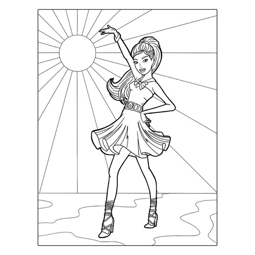 Barbie Dancing Coloring Page free printable Barbie Coloring Pages for Girls coloring page