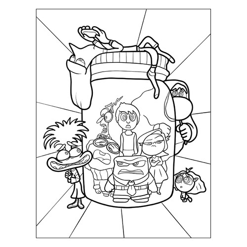 Coloring Page — New Emotions Bottled Up the Old Ones in a Jar free printable Inside Out 2 Coloring Pages coloring page