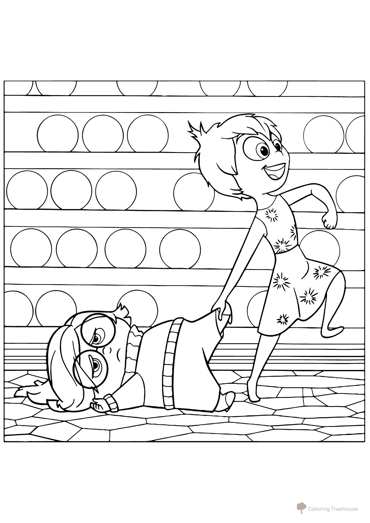 Joy Pulls Sadness Coloring Page free printable Inside Out 2 Coloring Pages coloring page