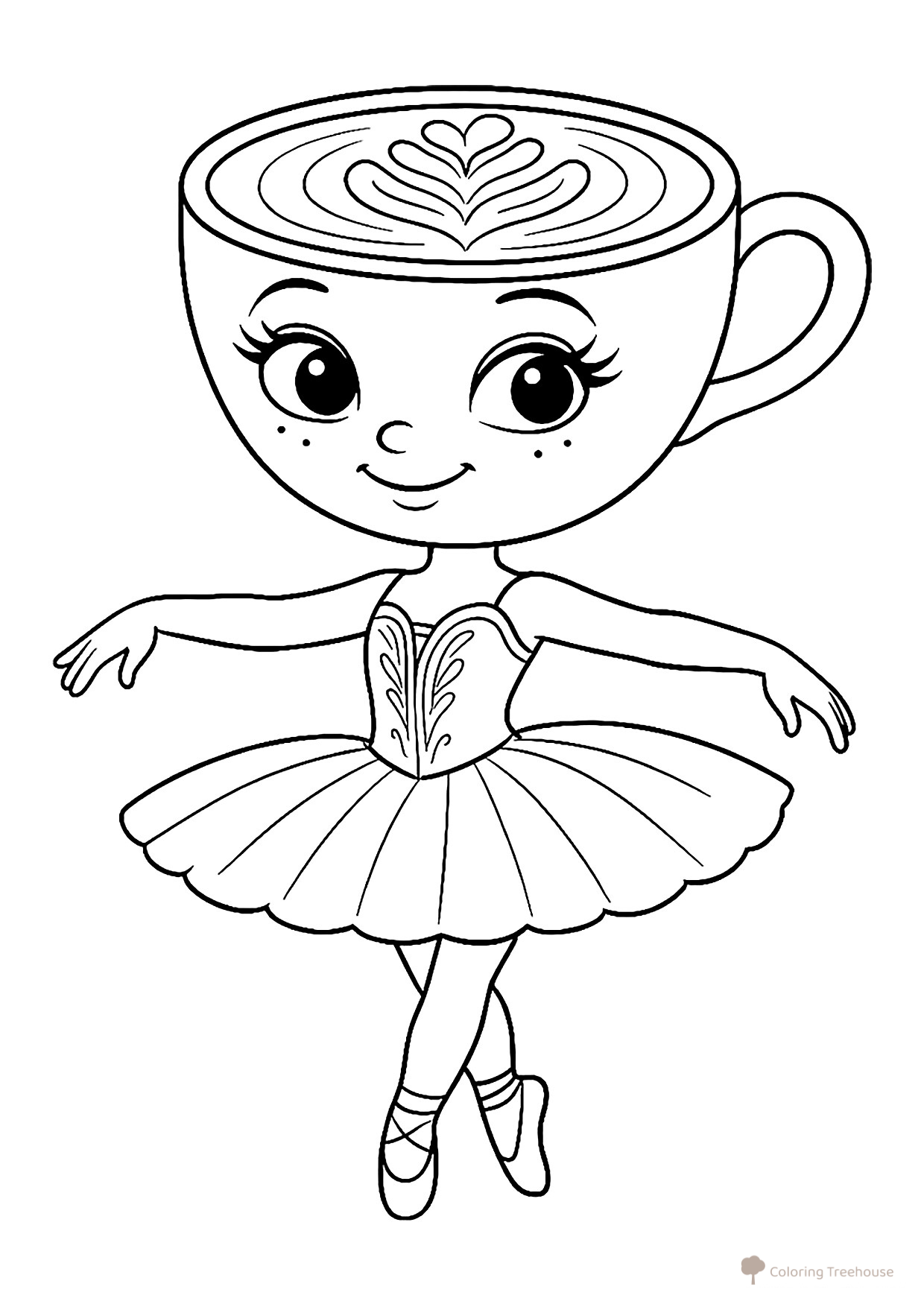 Página para colorear «Bailarina Capuchino» dibujo para colorear gratis de Páginas para colorear de la Balerina Capuchino