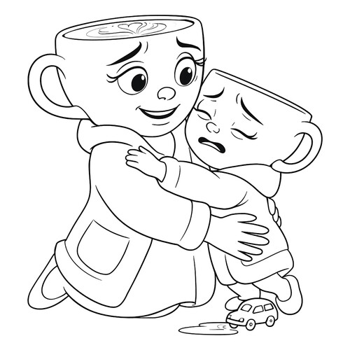 Página para colorear «Bailarina Capuchino y su bebé» dibujo para colorear gratis de Páginas para colorear de la Balerina Capuchino