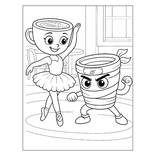 Página para colorear «Bailarina Capuchino y Capuchino Asesino» dibujo para colorear gratis de Páginas para colorear de la Balerina Capuchino