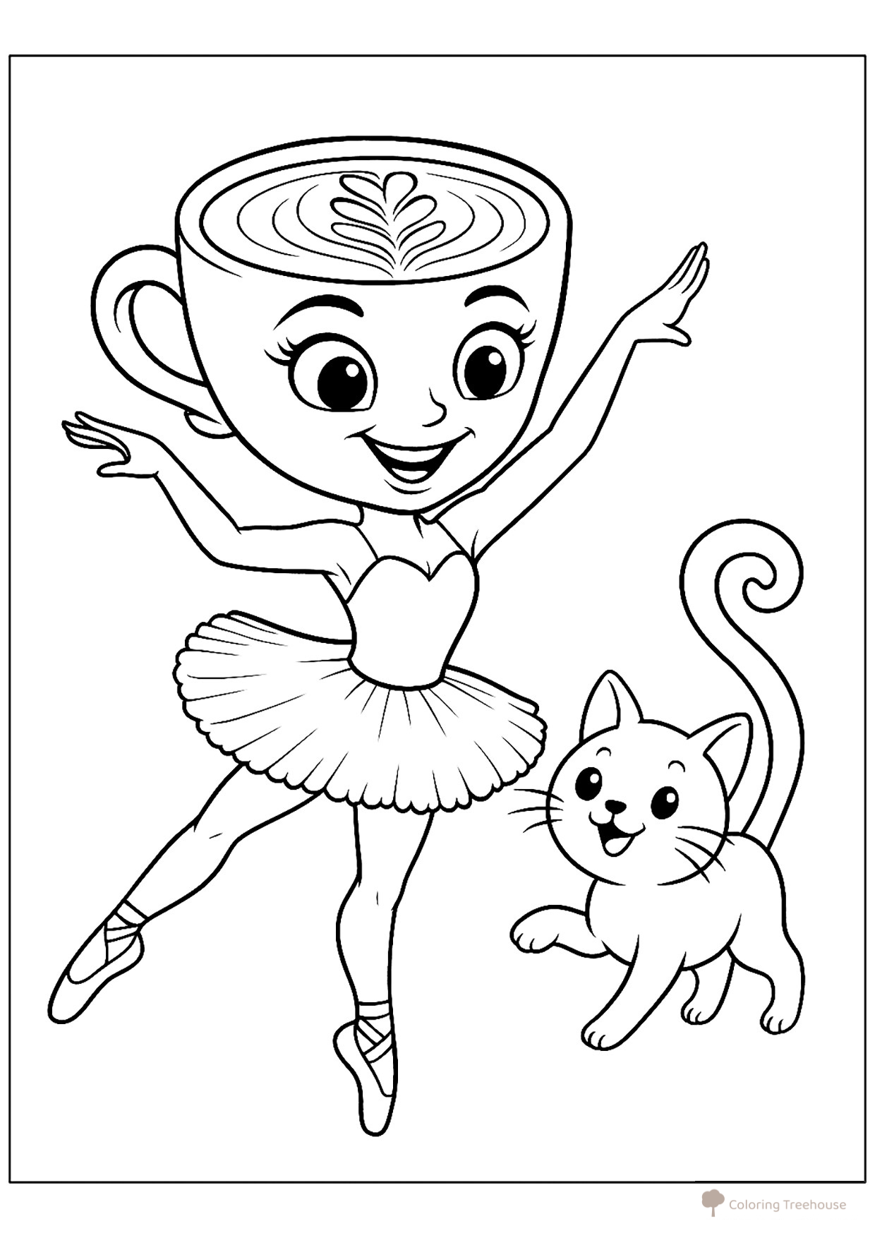 Ballerina Cappuccino and Kitty Coloring Page free printable Ballerina Cappuccino Coloring Pages coloring page
