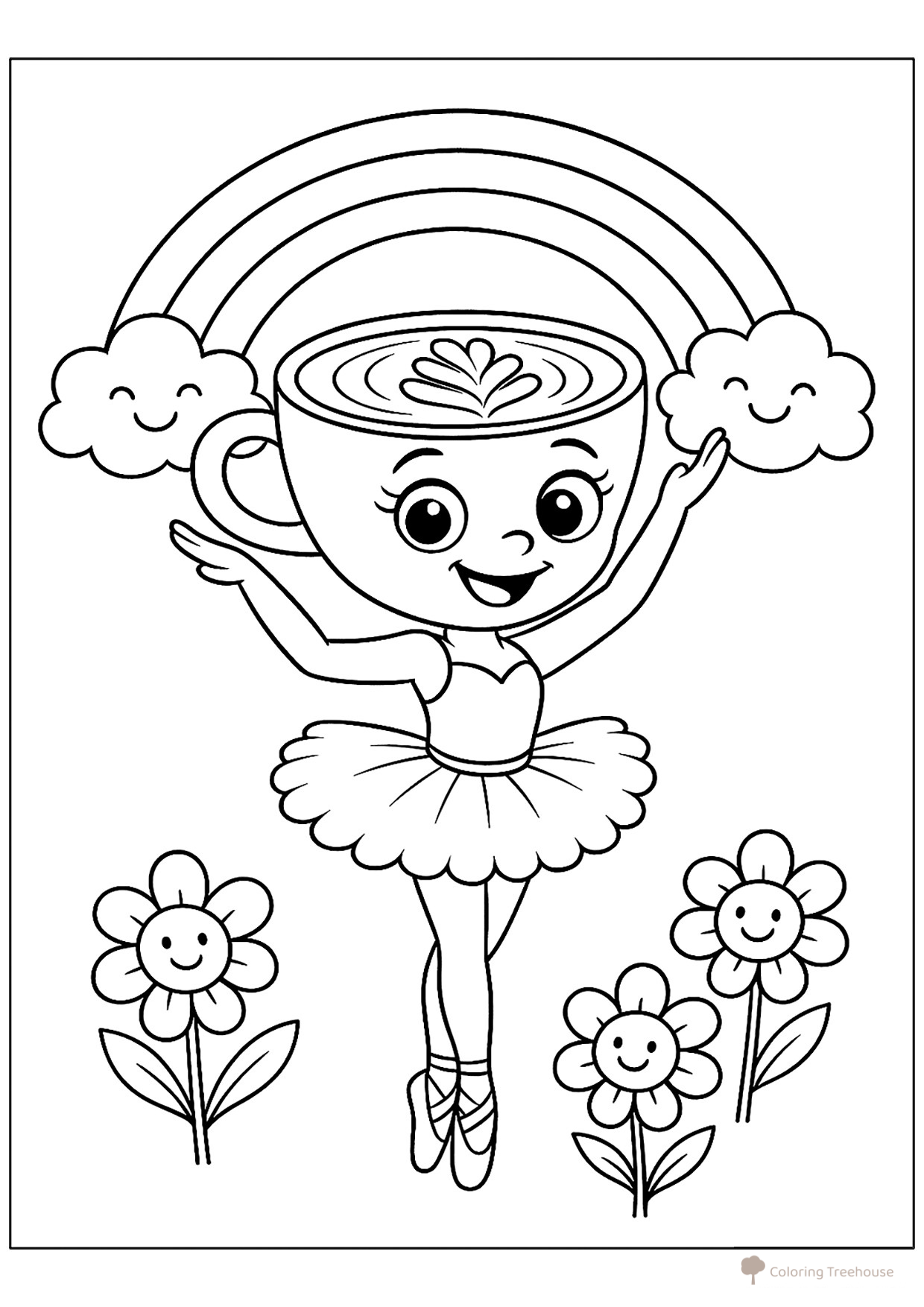 Ballerina Cappuccino and the Rainbow Coloring Page free printable Ballerina Cappuccino Coloring Pages coloring page