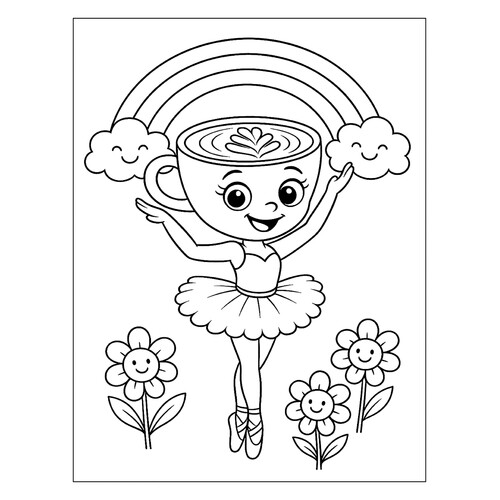 Ballerina Cappuccino and the Rainbow Coloring Page free printable Ballerina Cappuccino Coloring Pages coloring page