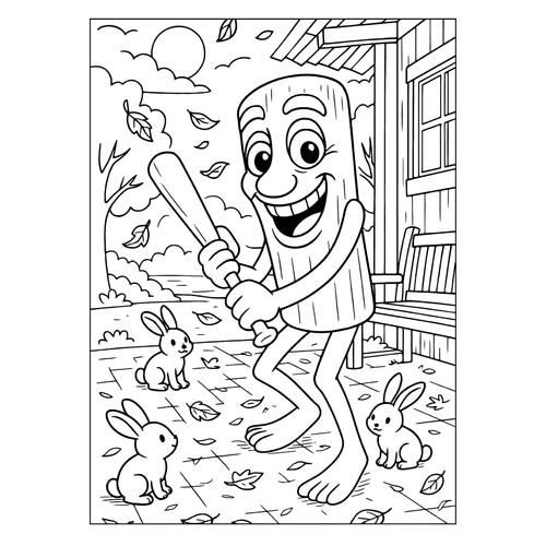 填色画《Tun Tun Tun 萨胡尔和小兔》 免费可打印Tun Tun Tun Sahur 着色页涂色页