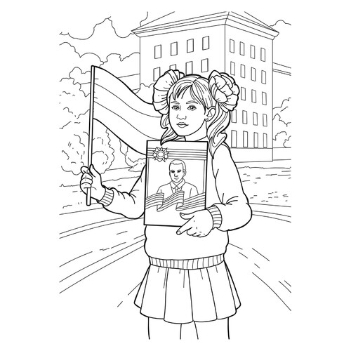 Girl with Flag for Victory Day Coloring Page free printable Victory Day Coloring Pages coloring page