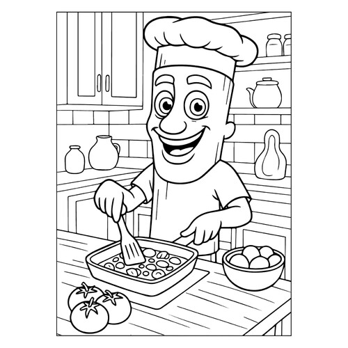 涂色页:Tun Tun Tun Sahur 厨师 免费可打印Tun Tun Tun Sahur 着色页涂色页