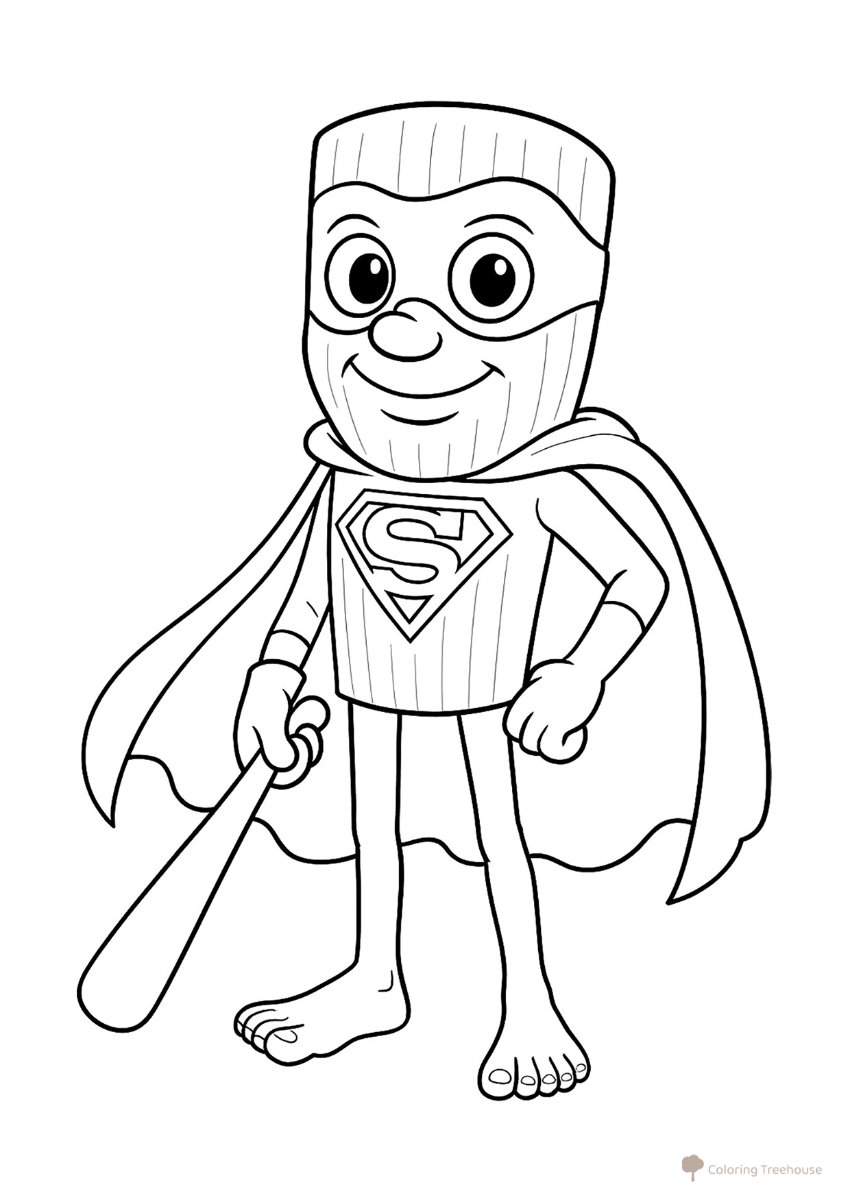 Tun Tun Tun Sahur Superman Coloring Page free printable Tun Tun Tun Sahur Coloring Pages coloring page