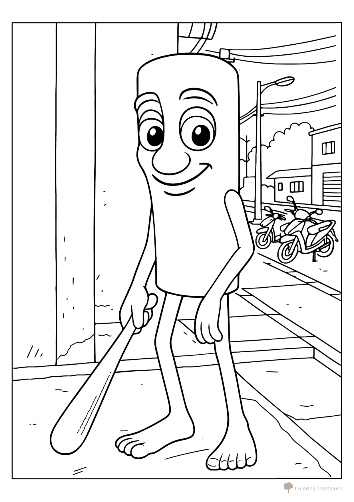 Tun Tun Tun Sahur in the City Coloring Page free printable Tun Tun Tun Sahur Coloring Pages coloring page
