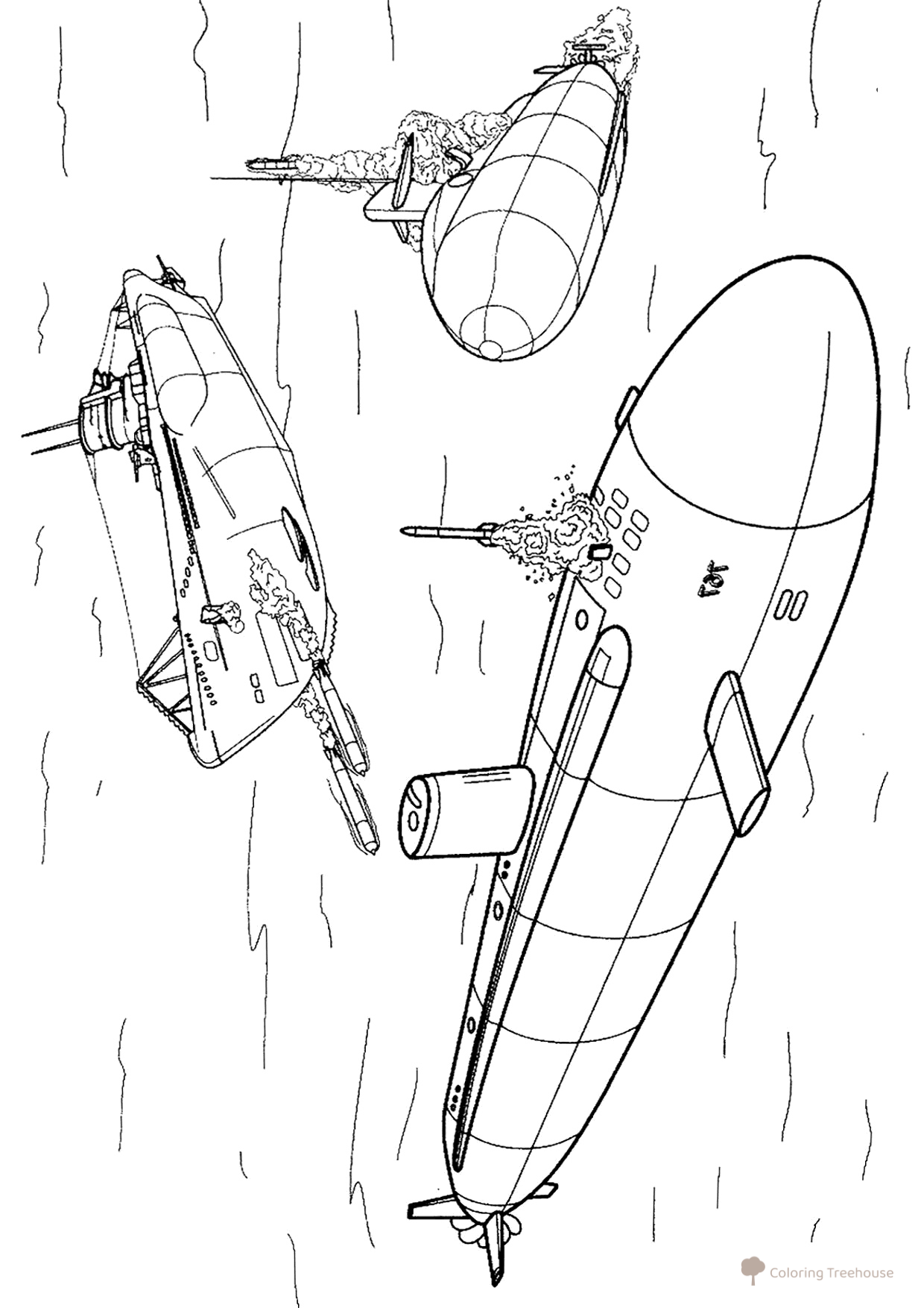 Página para colorear: submarino nuclear Hampton (EE. UU.) dibujo para colorear gratis de Páginas para colorear de submarinos