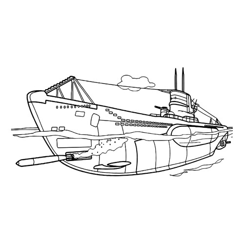 Coloring Page: German Submarine U-99 from World War II free printable Submarine Coloring Pages coloring page