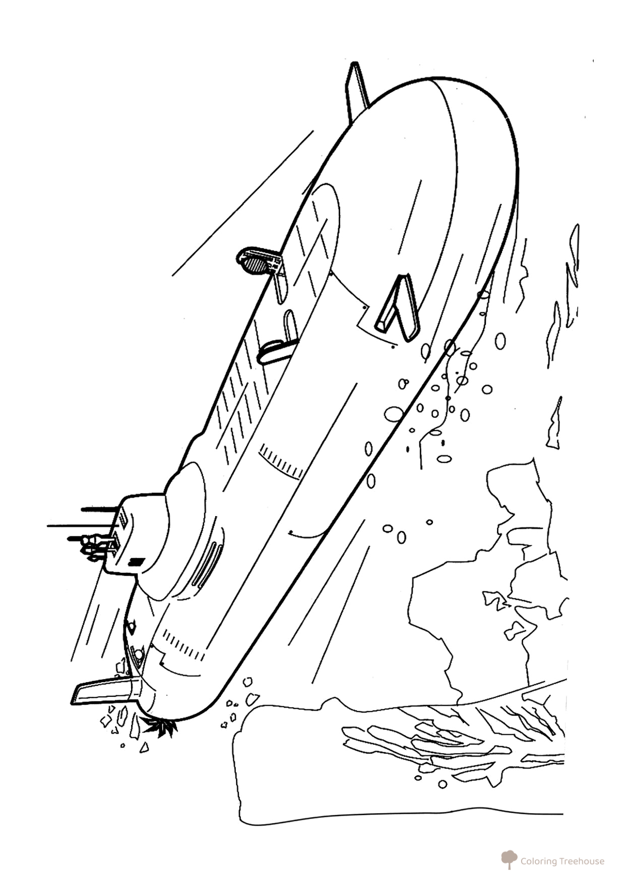 Página para colorear «Submarino soviético Shchuka-B» dibujo para colorear gratis de Páginas para colorear de submarinos