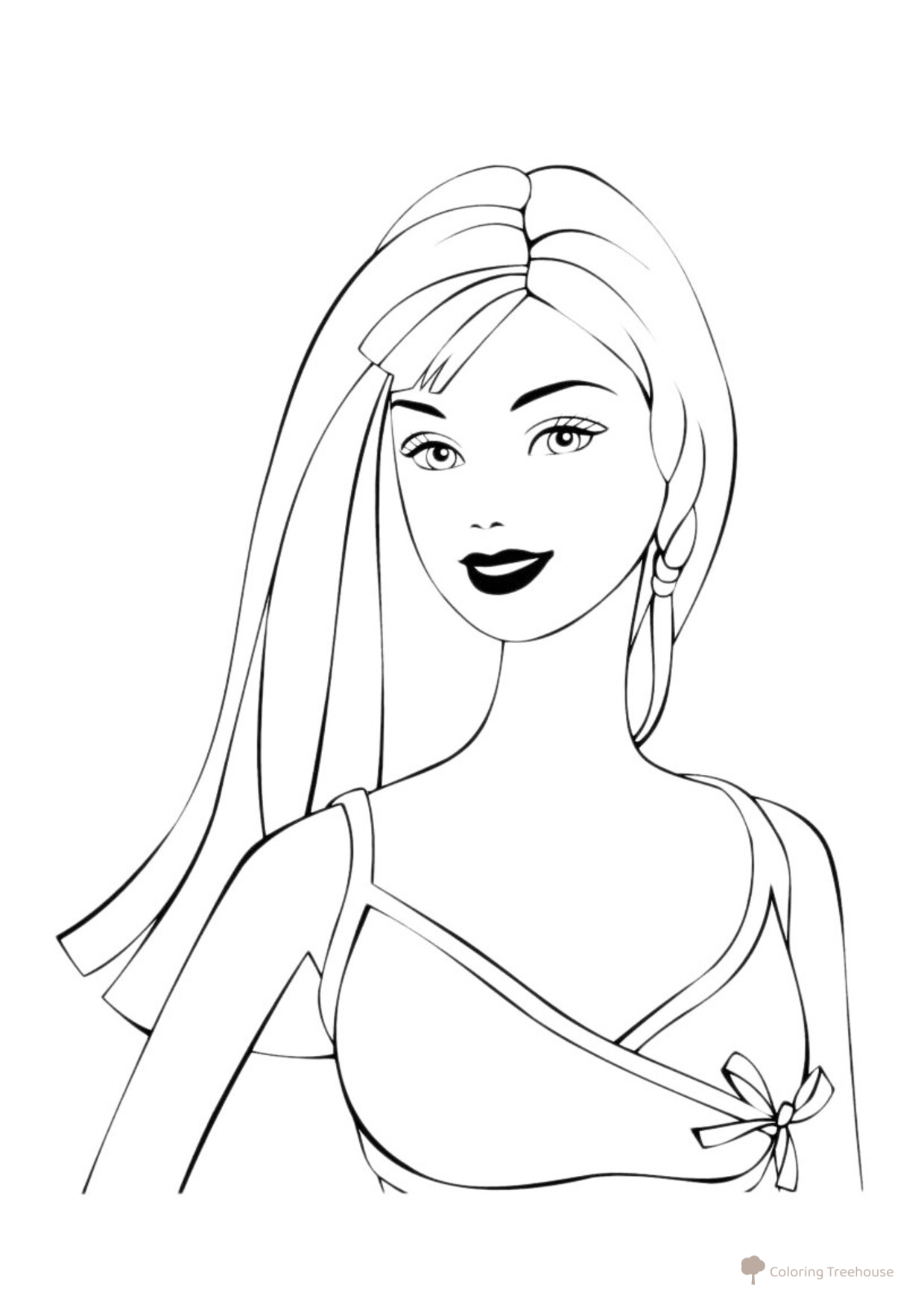 Barbie en traje de baño - página para colorear dibujo para colorear gratis de Barbie Coloring Pages for Girls