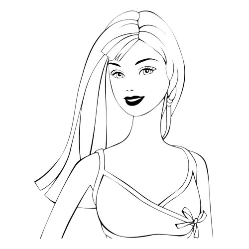 Barbie en traje de baño - página para colorear dibujo para colorear gratis de Barbie Coloring Pages for Girls