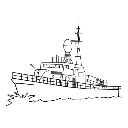 Página para colorear «Barco de guerra sencillo» dibujo para colorear gratis de Páginas para colorear de barcos militares