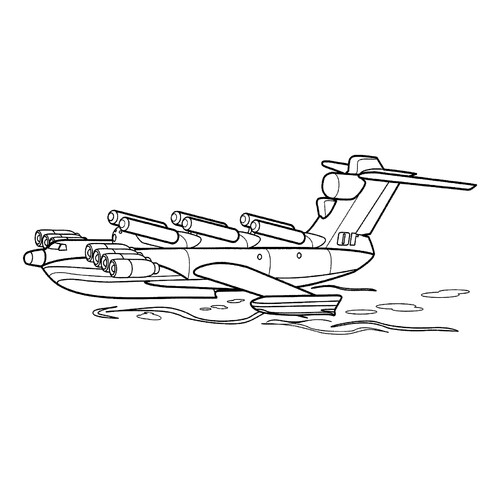 Página para colorear «Nave cohete– ekranoplano Lun» dibujo para colorear gratis de Páginas para colorear de barcos militares