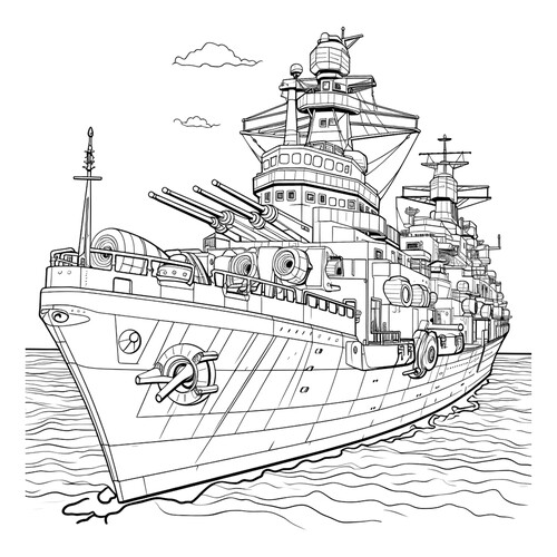 Página para colorear «Buque militar imaginario» dibujo para colorear gratis de Páginas para colorear de barcos militares