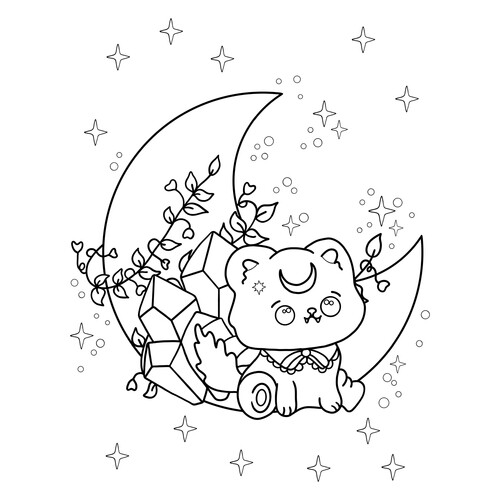 Página para colorear Kawaii Luna para niños dibujo para colorear gratis de Páginas para colorear de la Luna