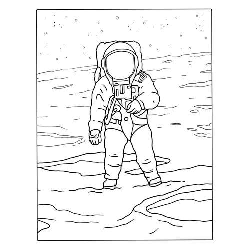 Página para colorear: Astronauta en la superficie de la Luna dibujo para colorear gratis de Páginas para colorear de la Luna