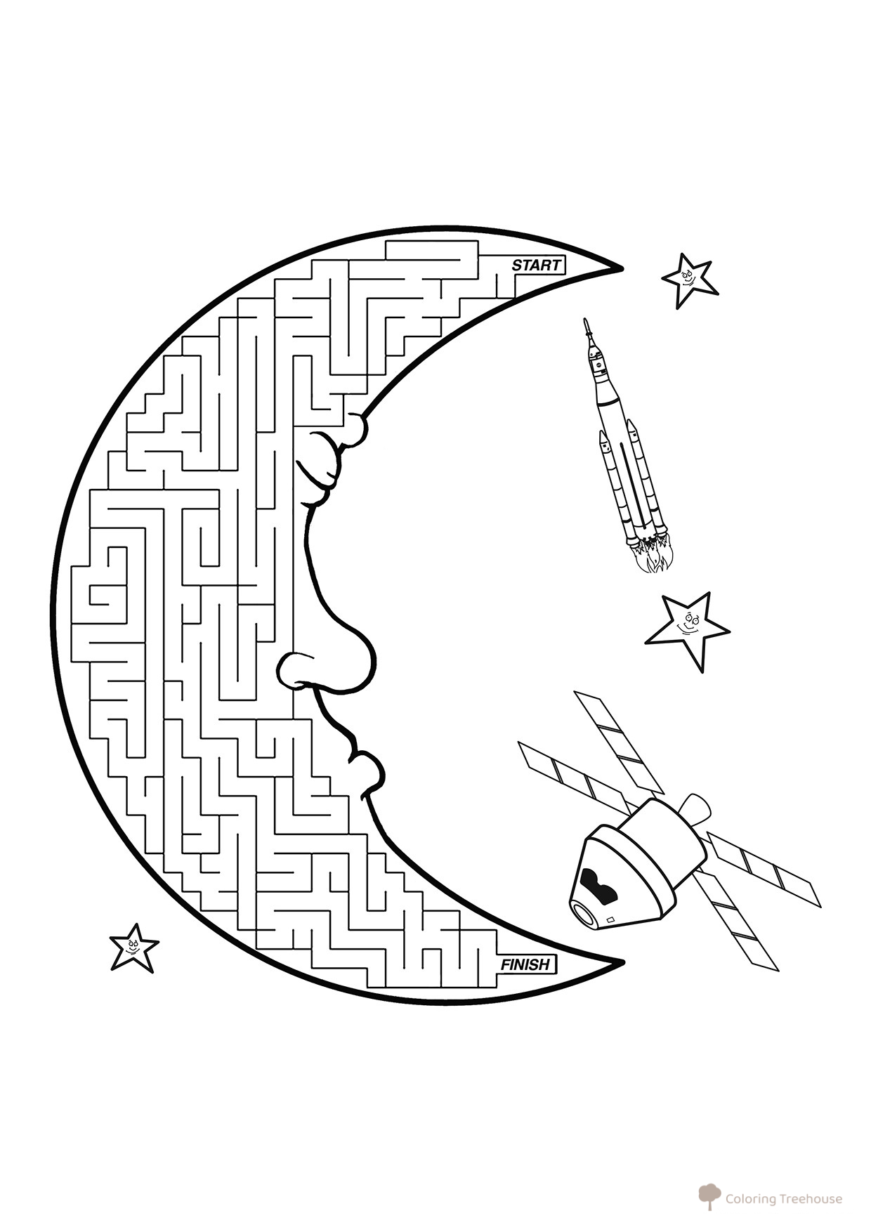 Página para colorear «Laberinto Luna» dibujo para colorear gratis de Páginas para colorear de la Luna