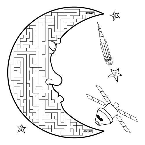 Página para colorear «Laberinto Luna» dibujo para colorear gratis de Páginas para colorear de la Luna